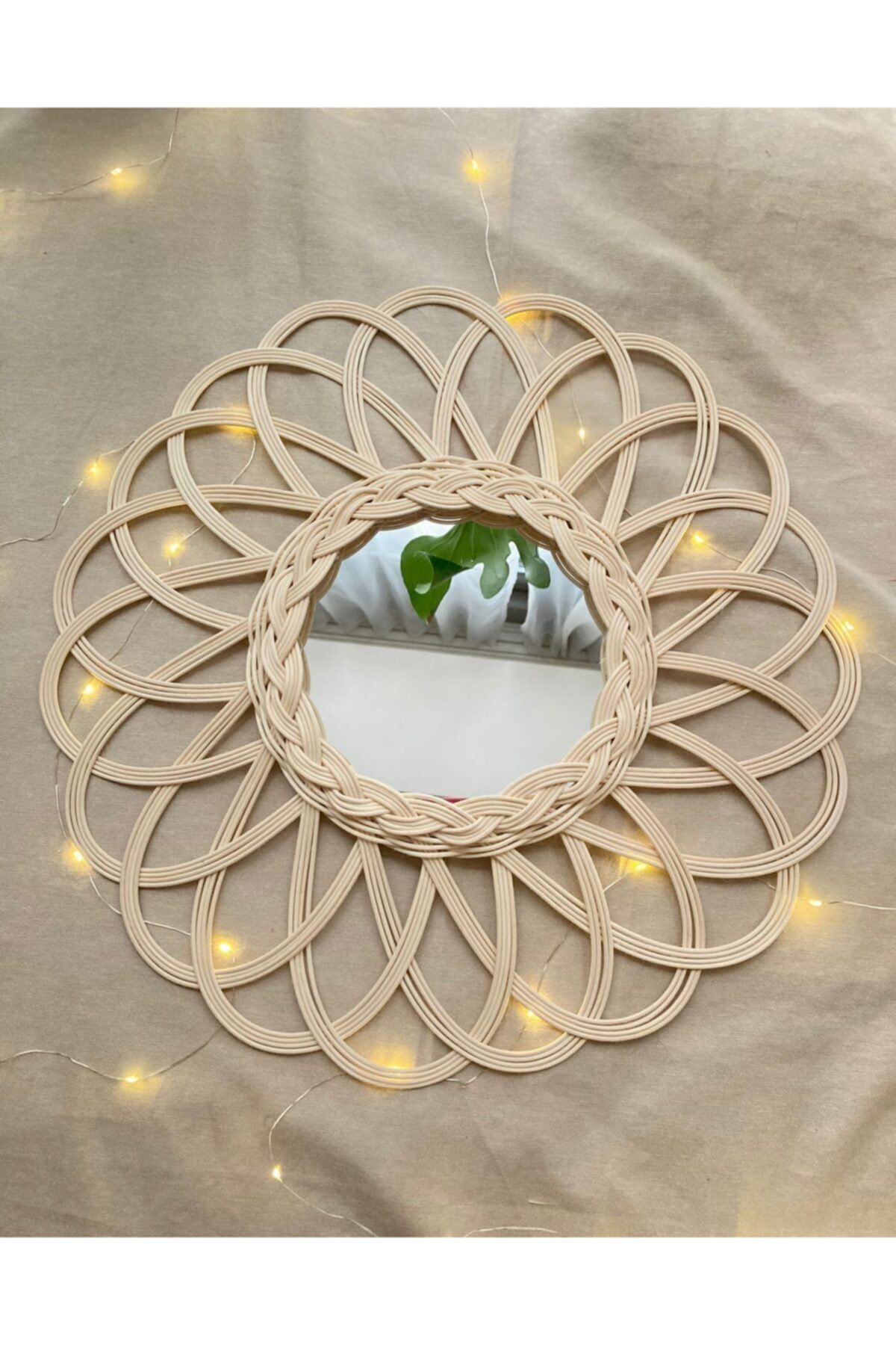Bambu Hasır Rattan Ayna - Sun
