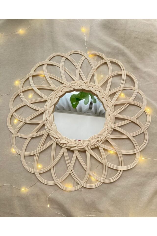 Bambu Hasır Rattan Ayna - Sun