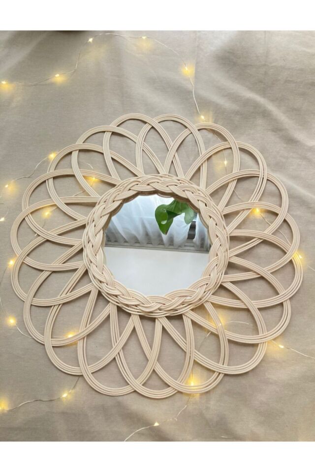 Bambu Hasır Rattan Ayna - Sun