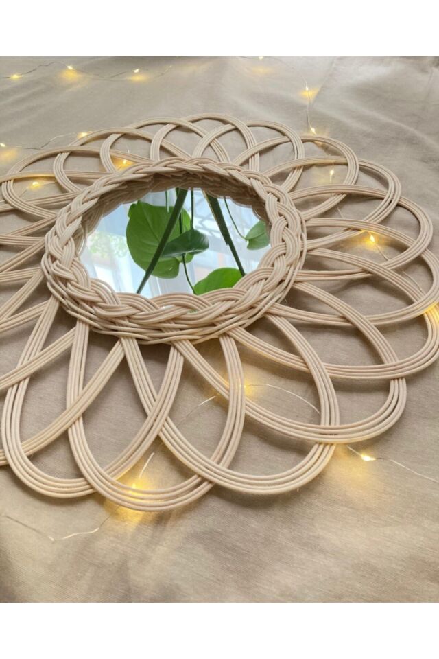 Bambu Hasır Rattan Ayna - Sun