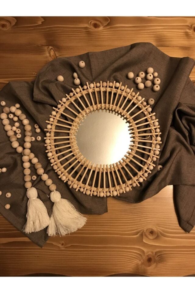 Bambu Ayna (tahta Boncuk Detaylı)