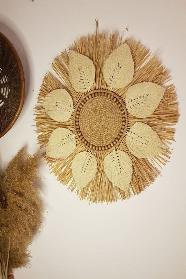 MAKROME DUVAR SÜSÜ RAFYA / EV DEKORU / 55-57 cm