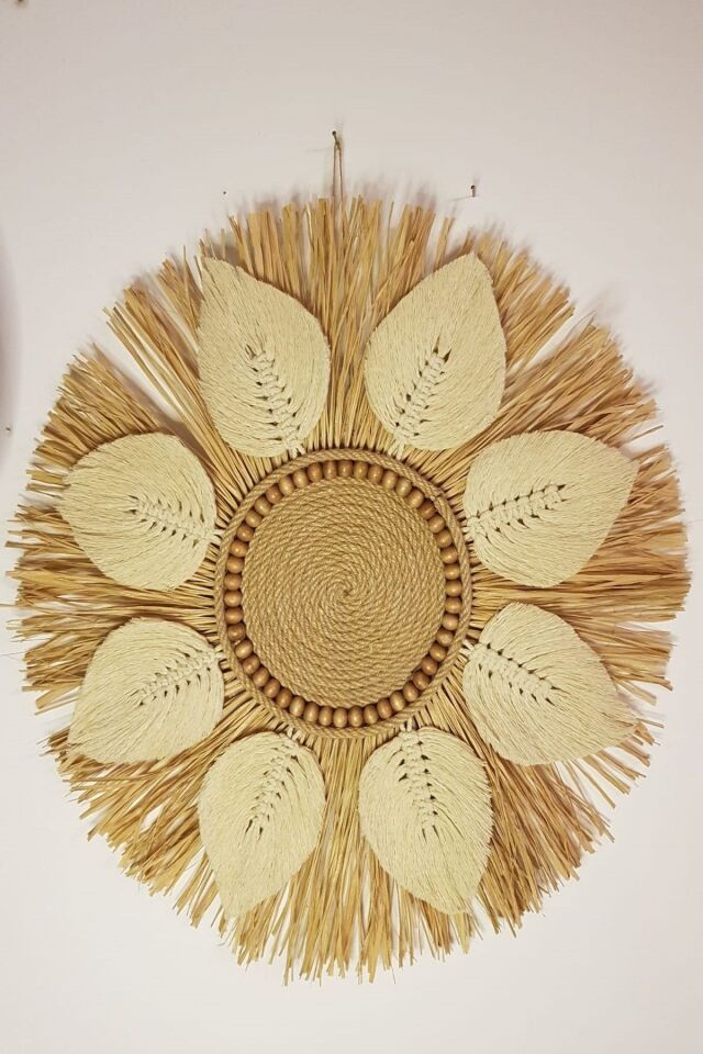 MAKROME DUVAR SÜSÜ RAFYA / EV DEKORU / 55-57 cm