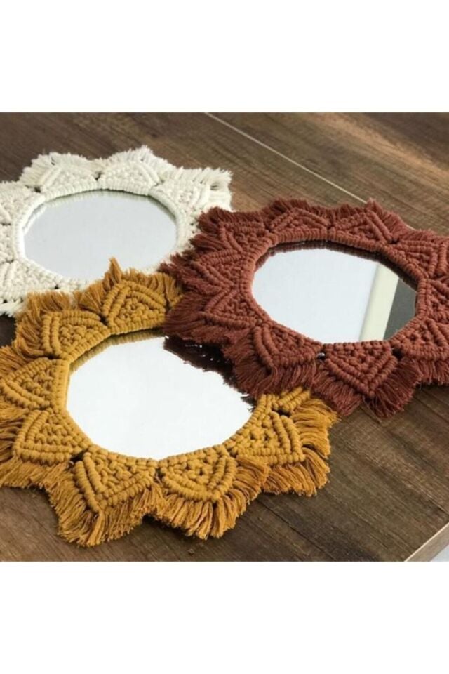Dekoratif Makrome Ayna 3'lü Set