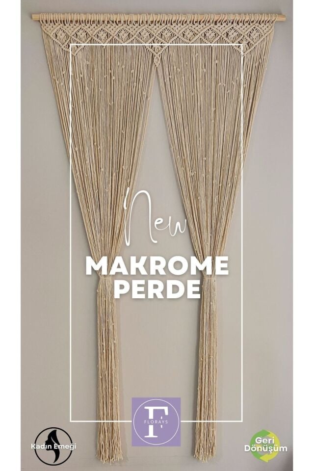 El Yapımı Makrome Perde Kapı Ve Duvar Süsü