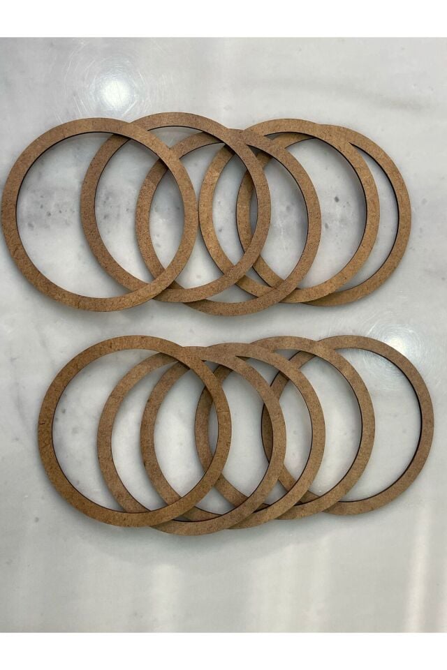 Ham Mdf Vidasız 12 Cm Çapında 10lu Kasnak Seti Düş Kapanı Ve Makrome Örgü Çemberi