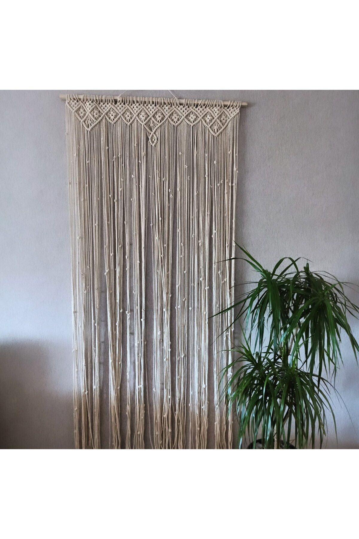 CESSE HOME makrome perde kapı  duvar susu ekru - 80 cm