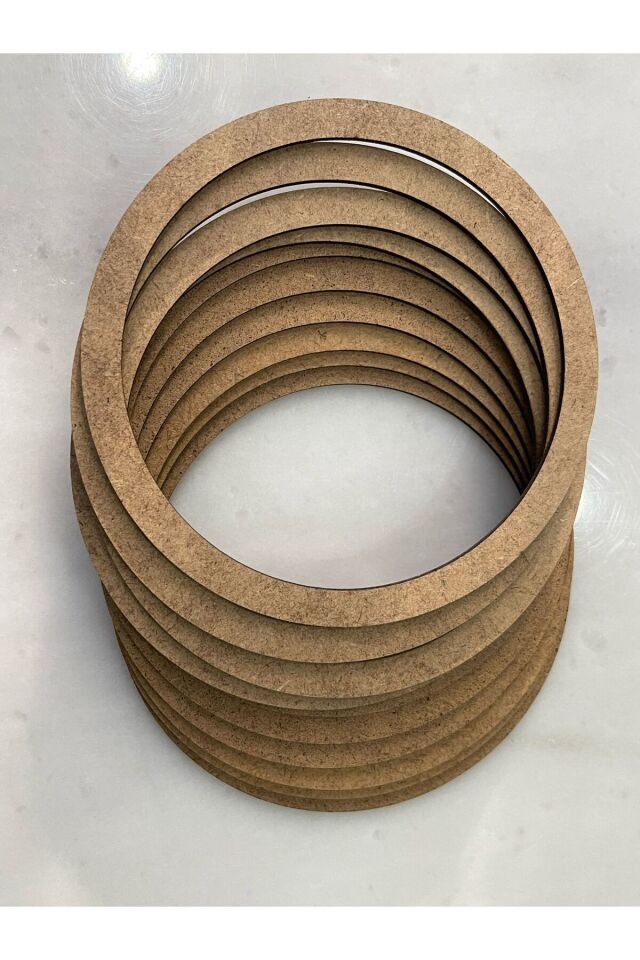 Ham Mdf Vidasız 12 Cm Çapında 10lu Kasnak Seti Düş Kapanı Ve Makrome Örgü Çemberi Renk - Tek Ebat