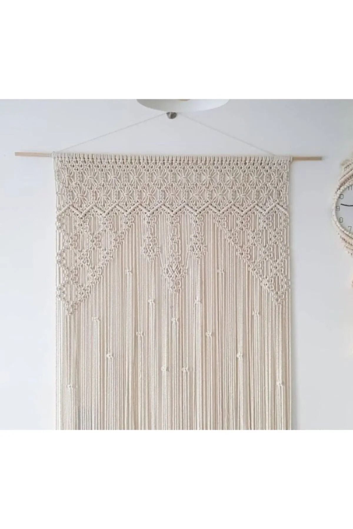 Shaya Home Baklava Dilimli El Yapımı Makrome Perde Ekru - 80 x 200