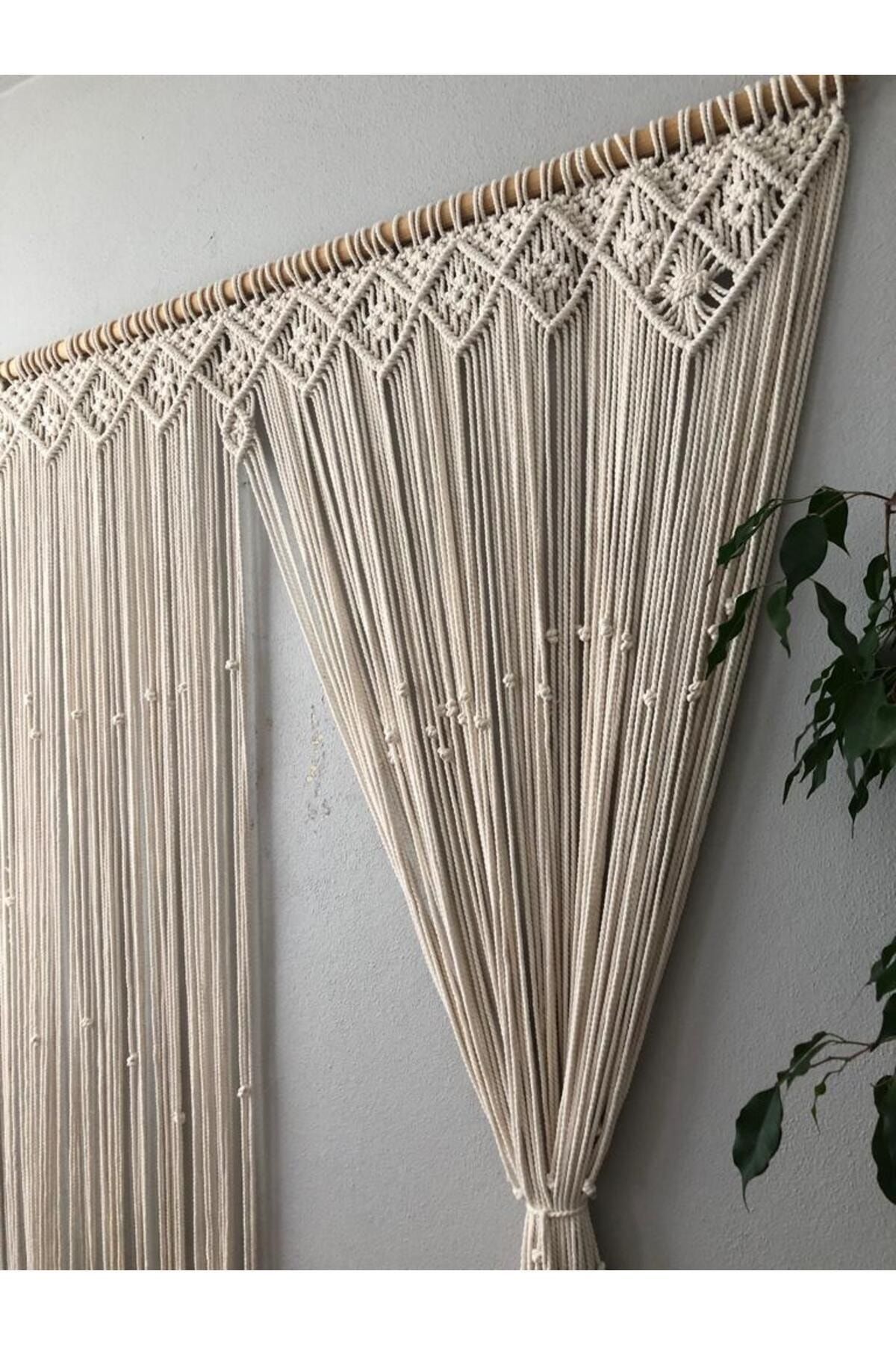 makrome bohem perde ekru - 100 x 200