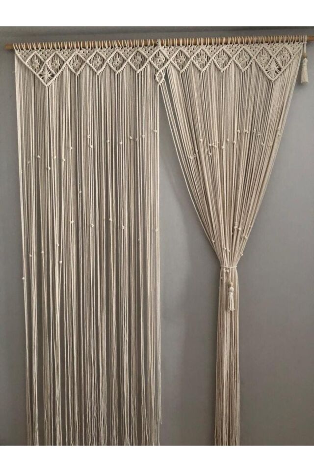 makrome bohem perde ekru - 100 x 200